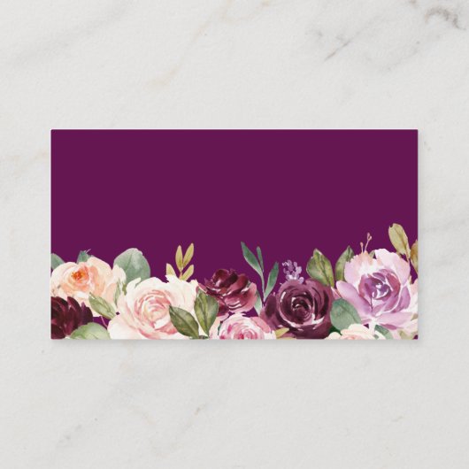 Windeln Elegante Lila Blütendusche Begleitkarte (Rückseite)