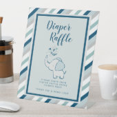 Windeln für Navy & Mint Elephant Babydusche Sockelschild (In Situ)