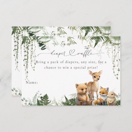 Windeln für neutrale Babydusche aus Holz Begleitkarte (Vorne/Hinten)