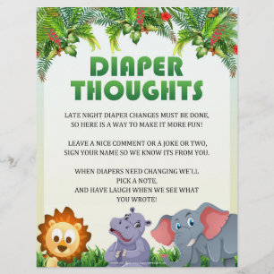Windeln Gedanken Babyduschenspiel [Thema Tiere] Briefbogen