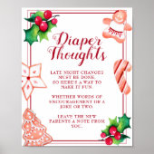 Windeln Gedanken Weihnachtsdusche Party Schild (Vorne)