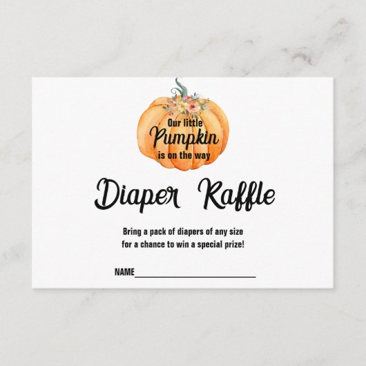 Windeln Kleine Pumpkin Baby Duschkarte Begleitkarte (Vorderseite)