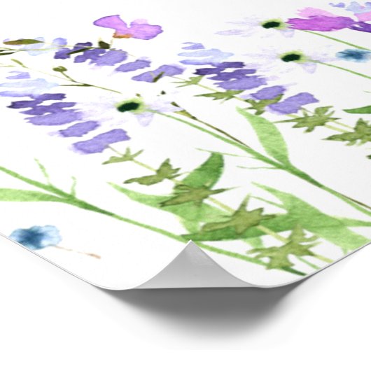 Windeln Lila Wildblume Kinderdusche Poster (Ecke)