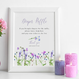 Windeln Lila Wildblume Kinderdusche Poster