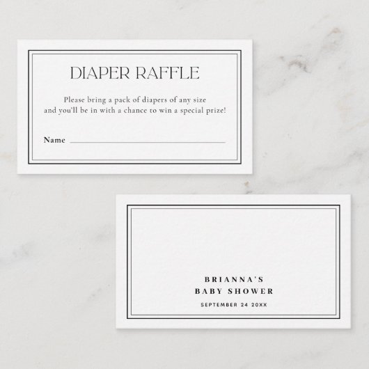 Windeln Minimalistische Schwarz-Weiß-Babydusche Begleitkarte (Vorne/Hinten)