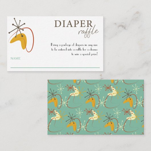 Windeln Mitte des Jahrhunderts Moderne Babyduschka Begleitkarte (Vorne/Hinten)