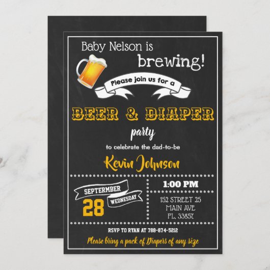 Windeln Party Einladung, Baby Dusche Einladung (Vorne/Hinten)