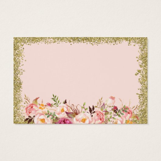 Windeln Raffekarte Blush Pink Gold Glitzer Bloral (Rückseite)