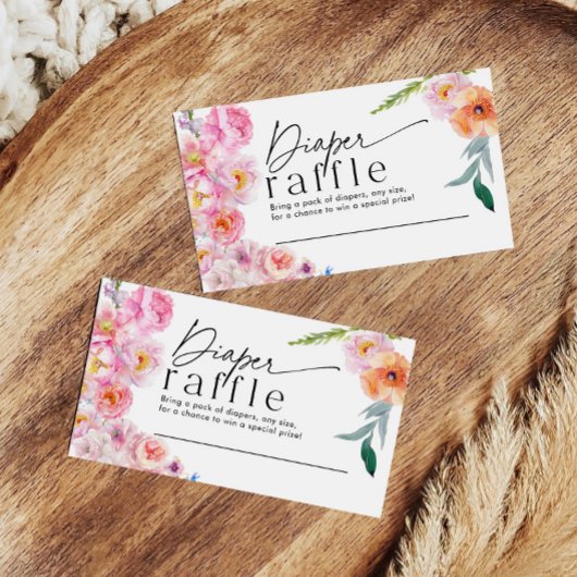 Windeln-Raffelkarte | Floral Baby Dusche Begleitkarte