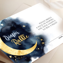 Windeln Raffeln Tickets Moon Stars Watercolor Baby Begleitkarte
