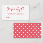 Windeln Rafffle Ticket Coral Pink Polka Dot Begleitkarte (Vorne/Hinten)