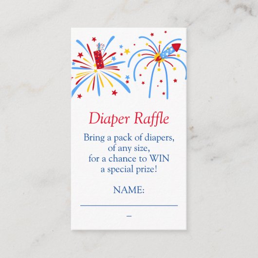 Windeln Raffle 4. Juli Babydusche Begleitkarte (Vorderseite)
