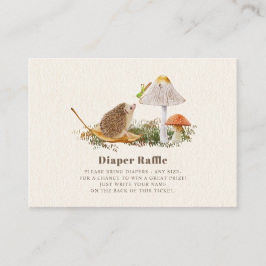 Windeln Raffle Baby Dusche Igel Pilze Begleitkarte (Vorderseite)