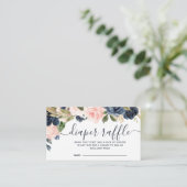 Windeln Raffle Baby Dusche Rosa Navy Blauer Blüten Begleitkarte (Stehend Vorderseite)