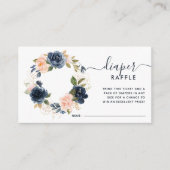 Windeln Raffle Baby Dusche Rosa Navy Blumenreath Begleitkarte (Vorderseite)