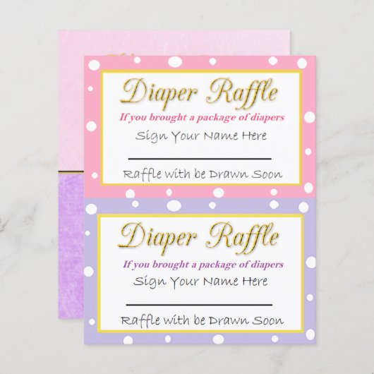 Windeln Raffle Baby Duschgel Pink und Lila (Vorne/Hinten)