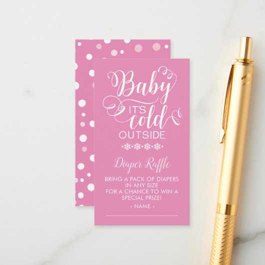 Windeln Raffle Baby Es ist kalt draußen Begleitkarte (Vorderseite/Rückseite Beispiel)