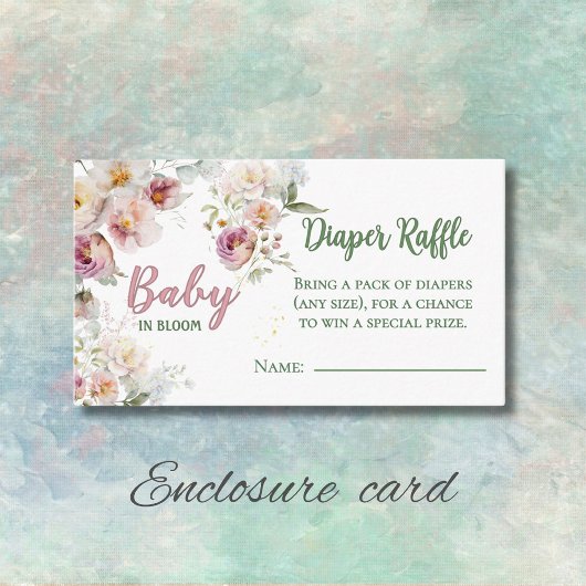 Windeln Raffle Baby in Bloom Girl Babydusche Begleitkarte