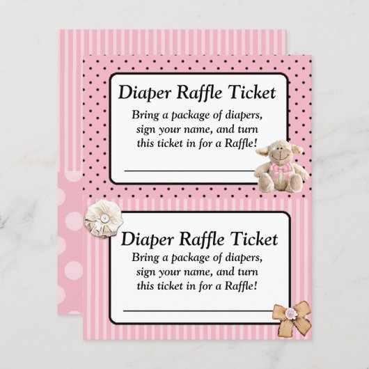 Windeln Raffle Baby Showspiel, Pink Bow Shabby (Vorne/Hinten)