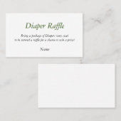 Windeln Raffle Baby Showspiel Platzkarte (Vorne/Hinten)