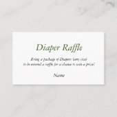Windeln Raffle Baby Showspiel Platzkarte (Vorderseite)