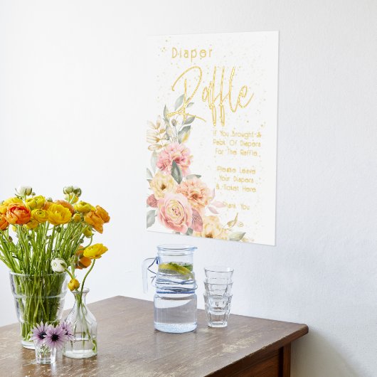 Windeln Raffle Babydusche Rosa Elfenbein Foliendrucke (Ablage(Küche))