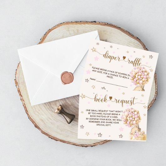 Windeln Raffle Bücher fragen Girl Duschbär Rosa Begleitkarte