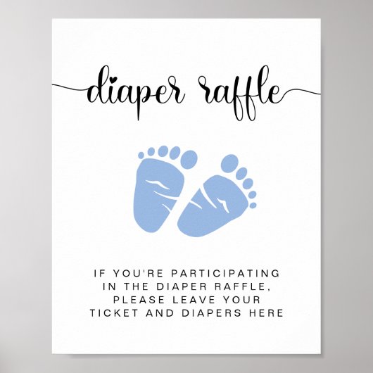 Windeln Raffle Drop off Blue Feet Baby Boy Dusche Poster (Vorne)