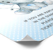 Windeln-Raffle-Drop-off Elephant Baby Boy Dusche Poster (Ecke)