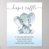 Windeln-Raffle-Drop-off Elephant Baby Boy Dusche Poster (Vorne)