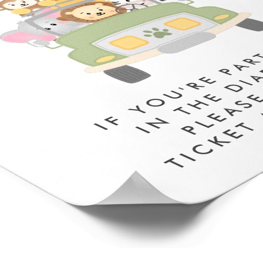 Windeln Raffle Drop Off Safari Baby Duschzeichen Poster (Ecke)