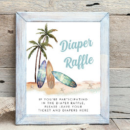 Windeln Raffle Drop Off Surfing Baby Duschzeichen Poster