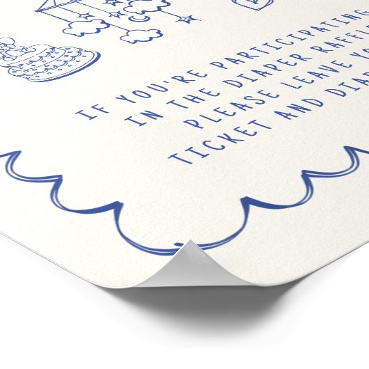 Windeln-Raffle-Drop-Off-Wavy-Frame-Babydusche Poster (Ecke)