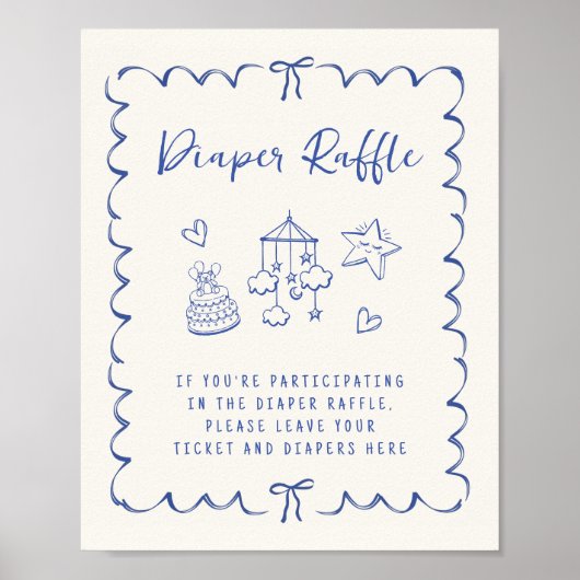 Windeln-Raffle-Drop-Off-Wavy-Frame-Babydusche Poster (Vorne)