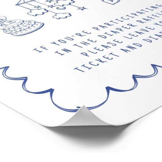 Windeln-Raffle-Drop-Off-Wavy-Frame-Babydusche Poster (Ecke)