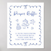 Windeln-Raffle-Drop-Off-Wavy-Frame-Babydusche Poster (Vorne)