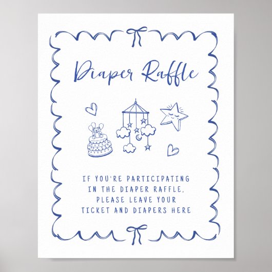 Windeln-Raffle-Drop-Off-Wavy-Frame-Babydusche Poster (Vorne)