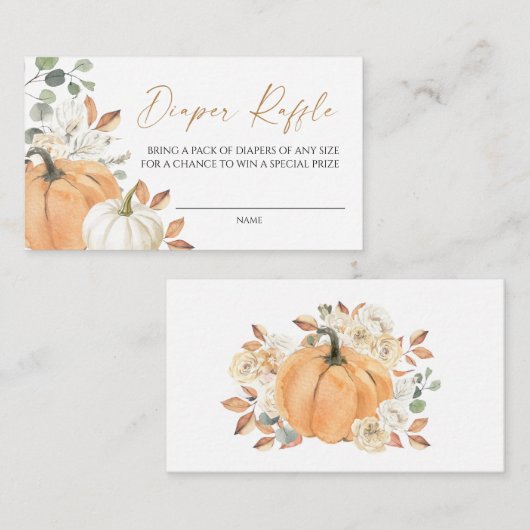 Windeln-Raffle-Fall-Babydusche-Aufsteckkarte Begleitkarte (Vorne/Hinten)