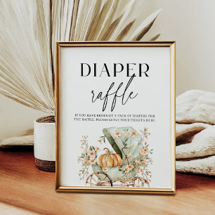 Windeln Raffle Fall Kleine Pumpkin Baby Dusche Poster