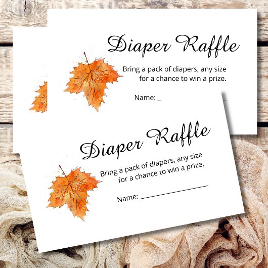 Windeln Raffle Fall Orange Rustikale braune Blätte Begleitkarte