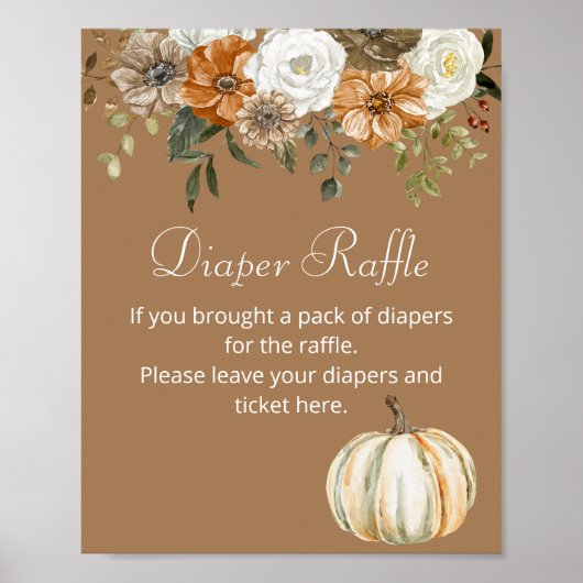 Windeln Raffle Game Fall Pumpkin Rustikal Brown Poster (Vorne)