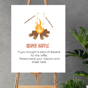 Windeln Raffle Game Smore Campfire Kinderdusche Poster