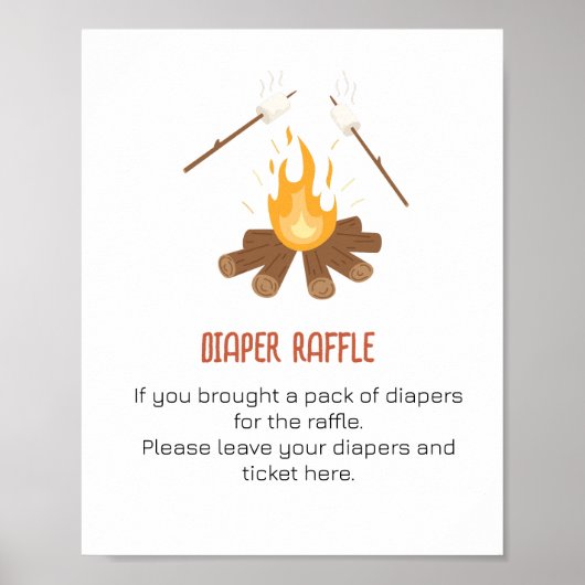 Windeln Raffle Game Smore Campfire Kinderdusche Poster (Vorne)