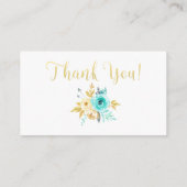 Windeln Raffle Gold Aquamarine Blütenduschkarten Begleitkarte (Rückseite)