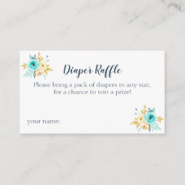 Windeln Raffle Gold Aquamarine Blütenduschkarten Begleitkarte