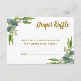 Windeln Raffle Greenery Gold Babydusche Beilage Begleitkarte