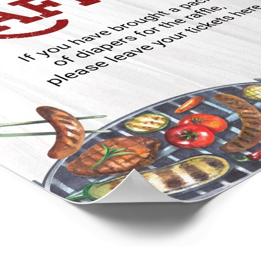 Windeln Raffle GRILLEN Hinterhof Rustikale Babydus Poster (Ecke)