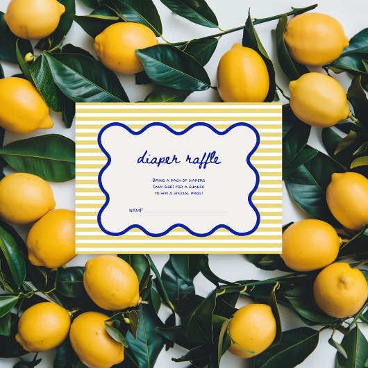 Windeln Raffle Hand Drawn Blau & Gelb Italienisch Begleitkarte