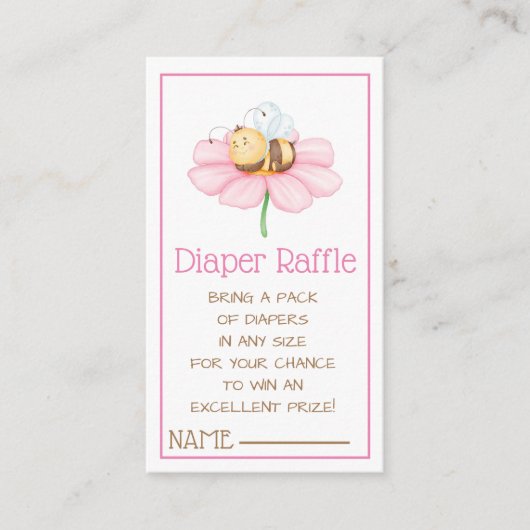 Windeln-Raffle-Hummel und Blume Begleitkarte (Vorderseite)