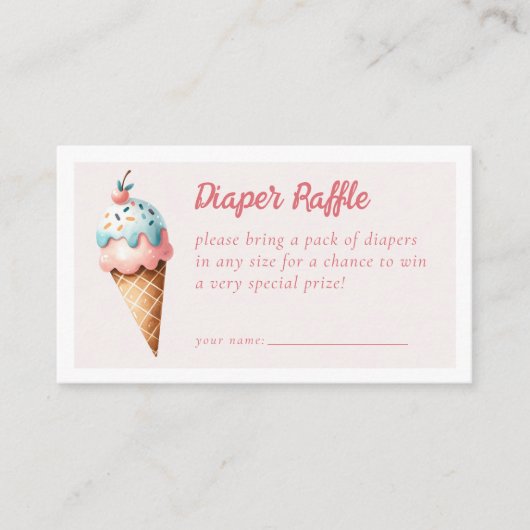 Windeln Raffle Ice Cream Baby Dusche Begleitkarte (Vorderseite)